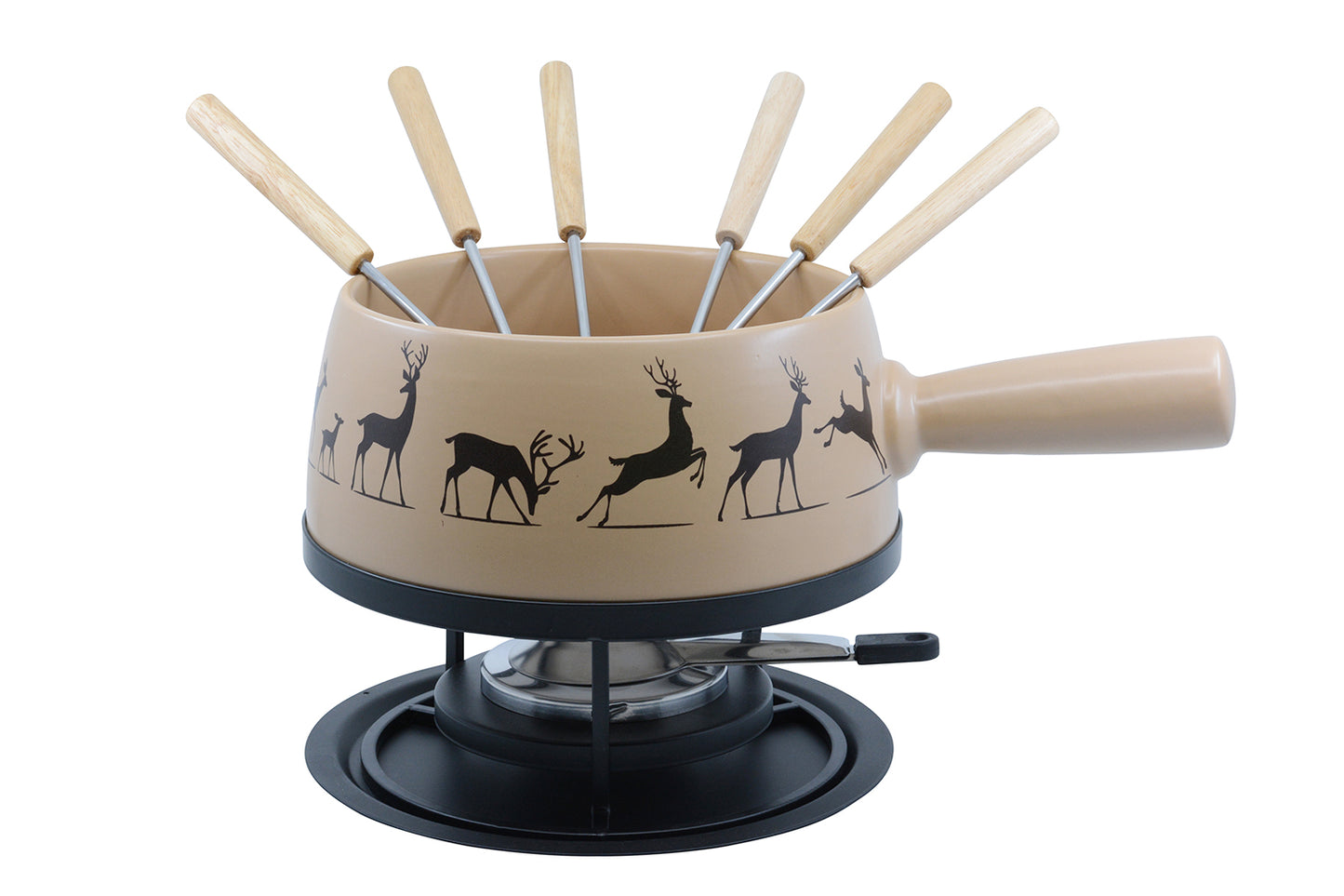 Käsefondue-Set R22 "Hirsch Beige", Ø 22 cm, 9-teilig