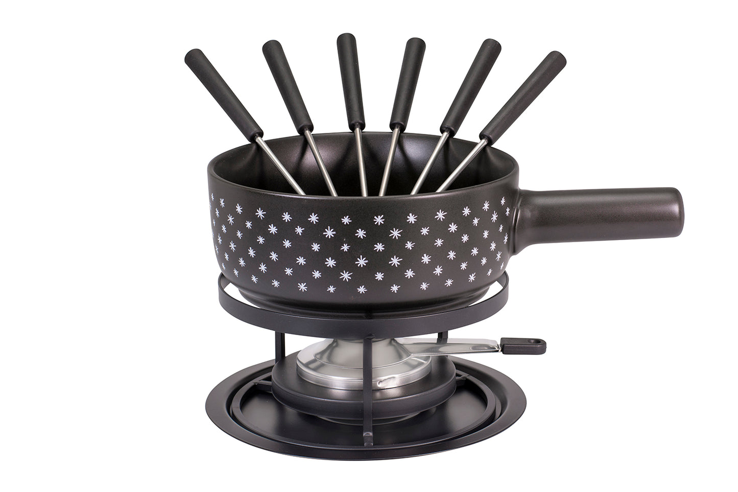Käsefondue-Set E22 "Snow", Ø 22 cm, 9-teilig, schwarz
