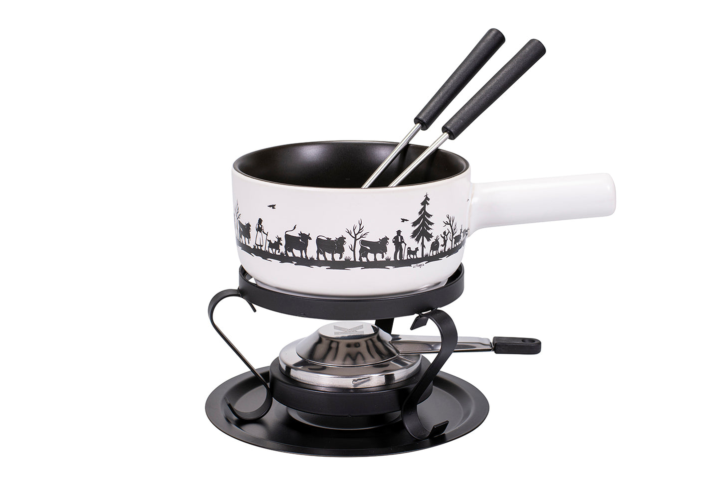 Käsefondue-Set E16 "Alpaufzug Familie", Ø16 cm, 5-teilig