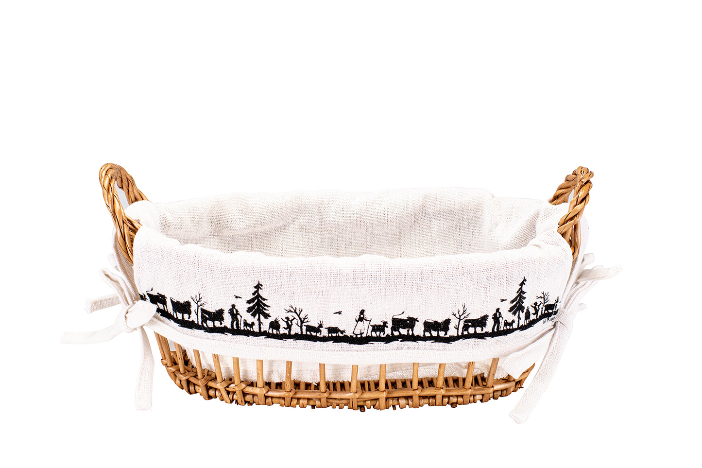 Brotkorb "Alpaufzug Familie", oval, 30 x 20 x 15 cm