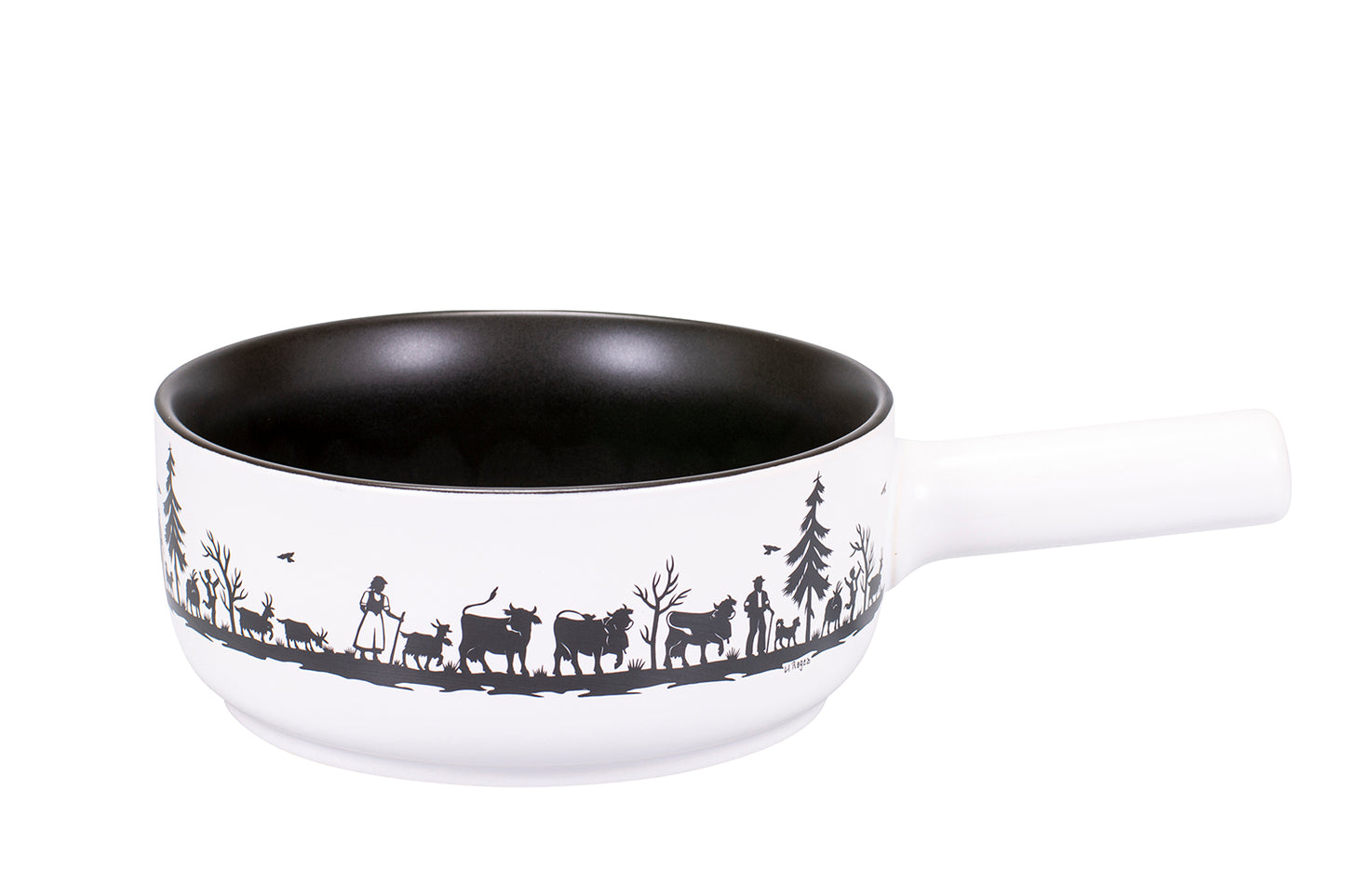 Käsefondue-Caquelon E22 "Alpaufzug Familie", Ø 22 cm