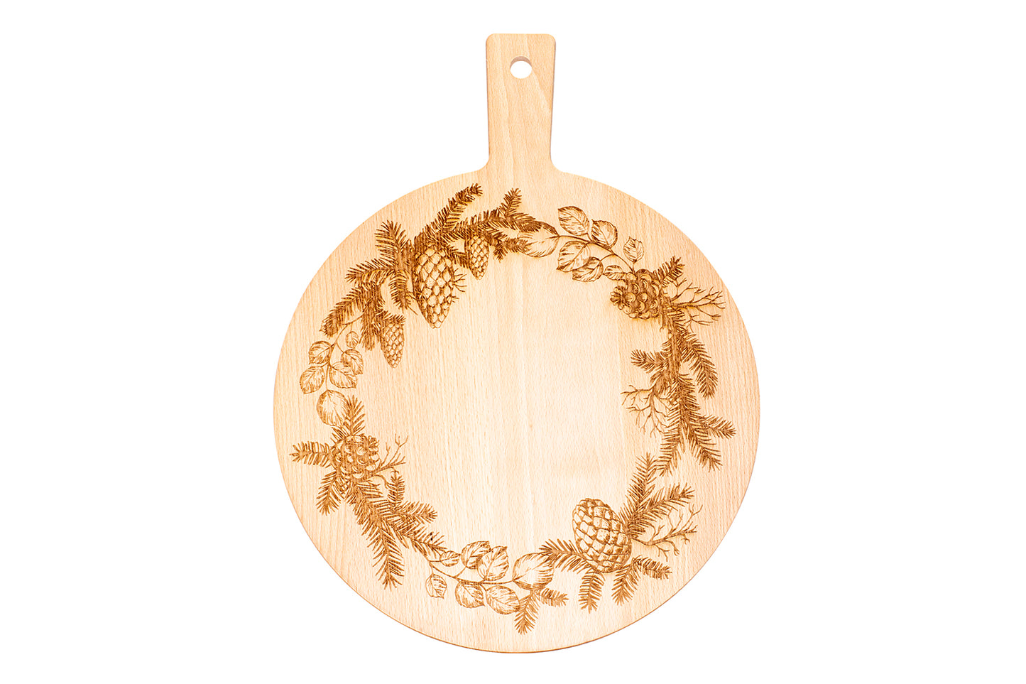Holzbrett BR35 "Tannenzweige", Buche, rund, Ø 35 cm