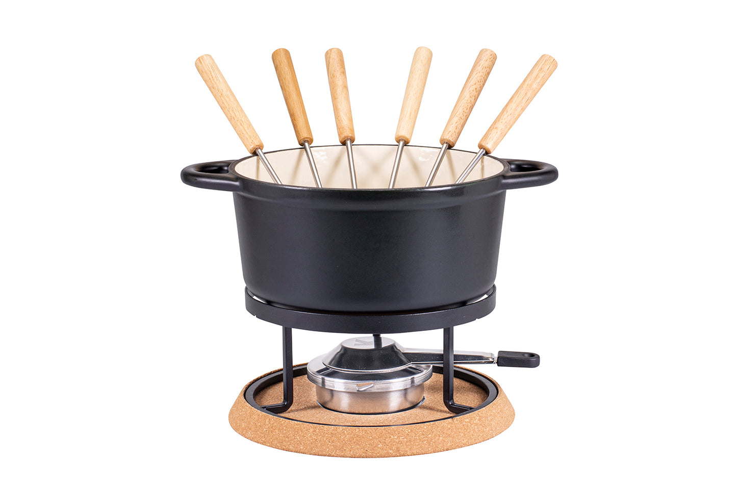 Käsefondue-Set Guss "Nostalgie" mit Tasche Hirsch, 9-teilig
