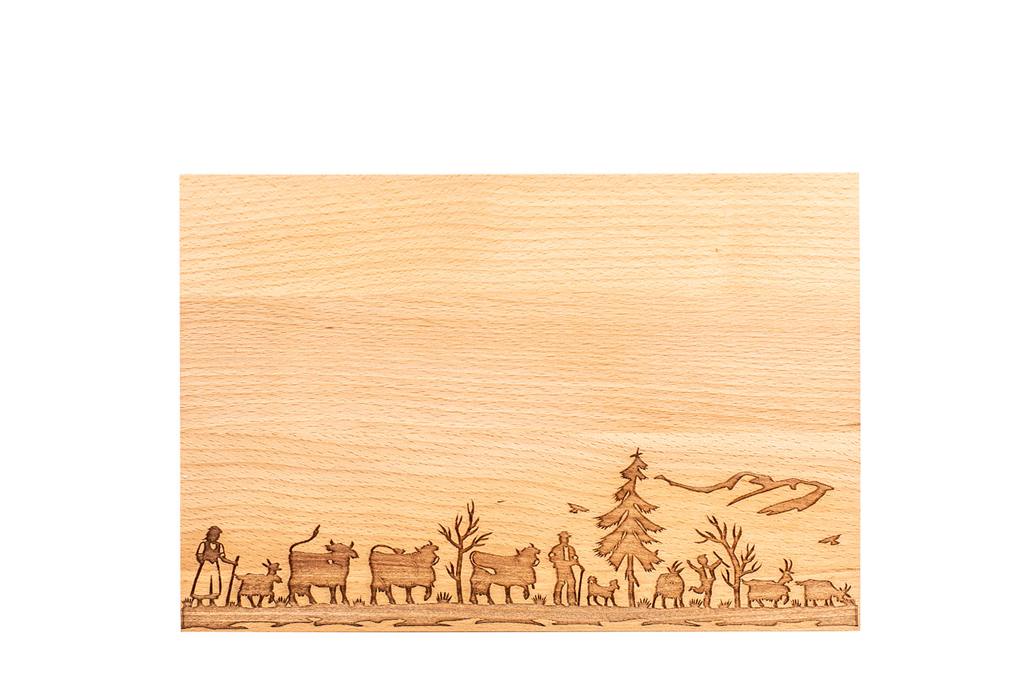 Holzbrett "Alpaufzug Familie", Buche, div. Ausführungen