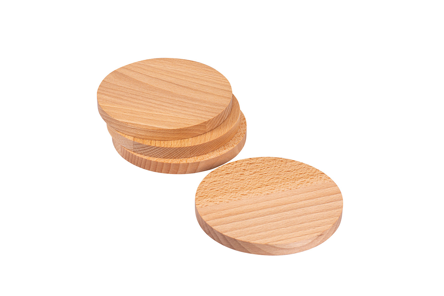 Holz-Untersetzer "Element", Buche, Ø 10 cm, 4er-Set