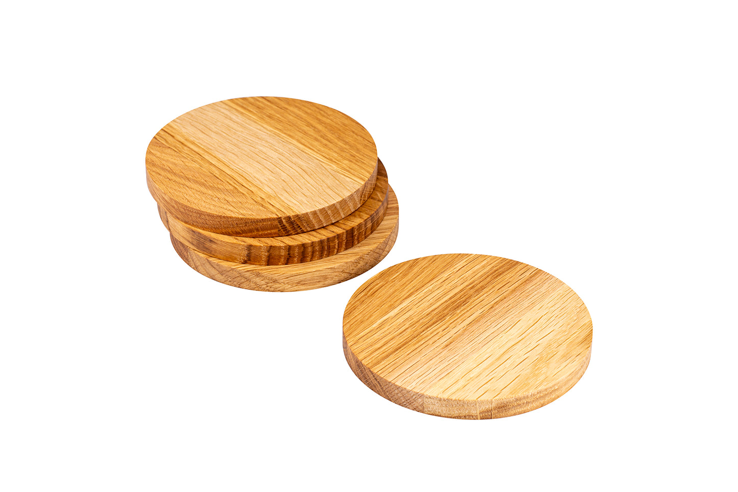 Holz-Untersetzer "Element", Eiche, Ø 10 cm, 4er-Set
