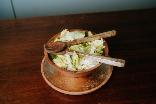 Salatbesteck “Shine”, 30 cm, Mangoholz, gold