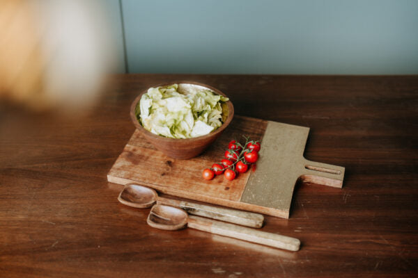 Salatbesteck “Shine”, 30 cm, Mangoholz, gold