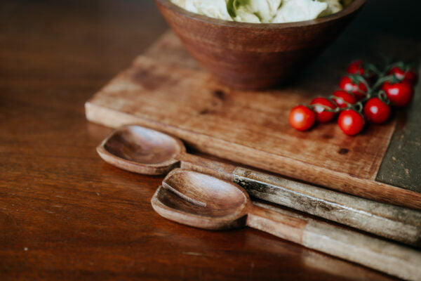 Salatbesteck “Shine”, 30 cm, Mangoholz, gold
