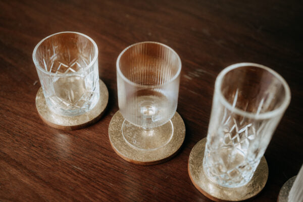 Untersetzer “Shine”, Ø 10 cm, Mangoholz, 4er-Set