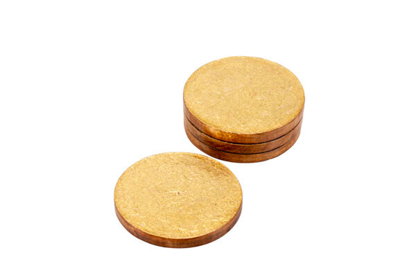 Untersetzer “Shine”, Ø 10 cm, Mangoholz, 4er-Set