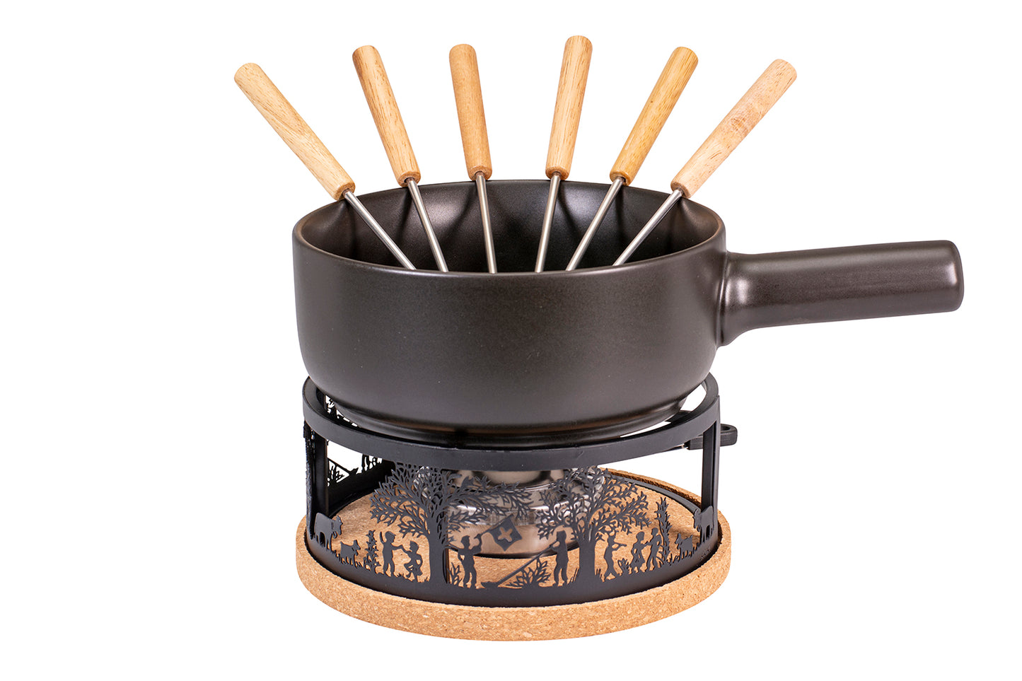 Käsefondue-Set E22 "Bergchilbi Noire", Ø 22 cm, 9-teilig