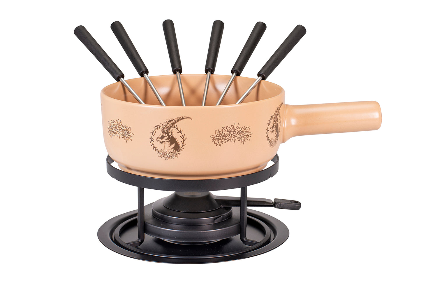 Käsefondue-Set E22 "Steinbock Kranz", Ø 22 cm, 9-teilig