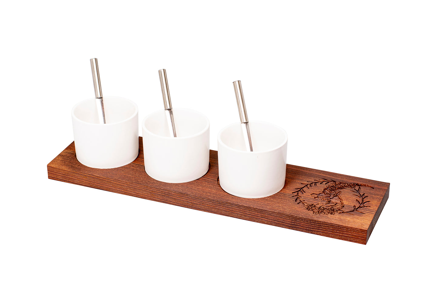 Apéro-Set “Steinbock Kranz”, klein, Thermo-Esche, 40 x 11 x 2 cm