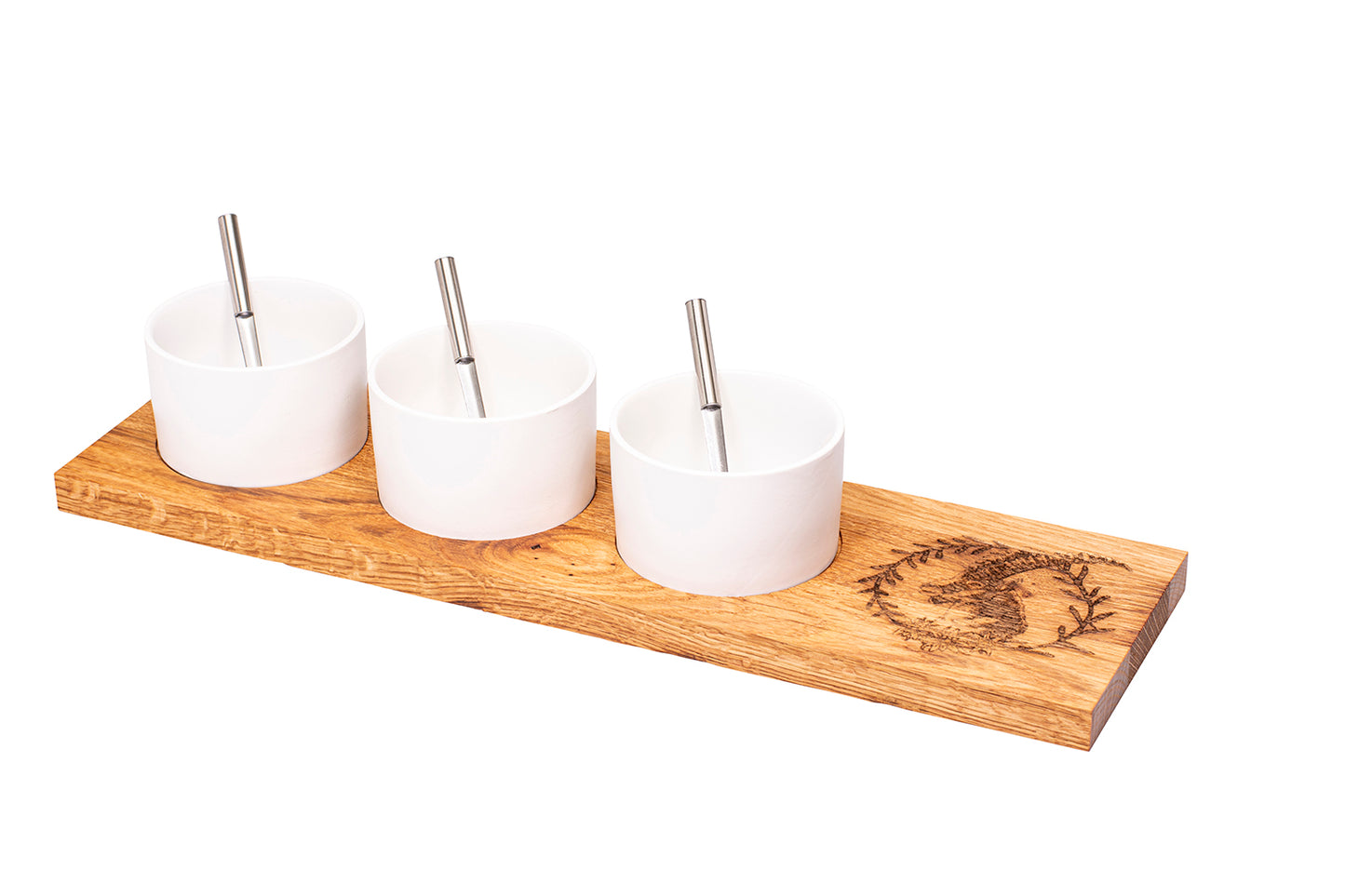 Apéro-Set “Steinbock Kranz”, gross, Eiche rustikal, 50 x 14 x 2 cm