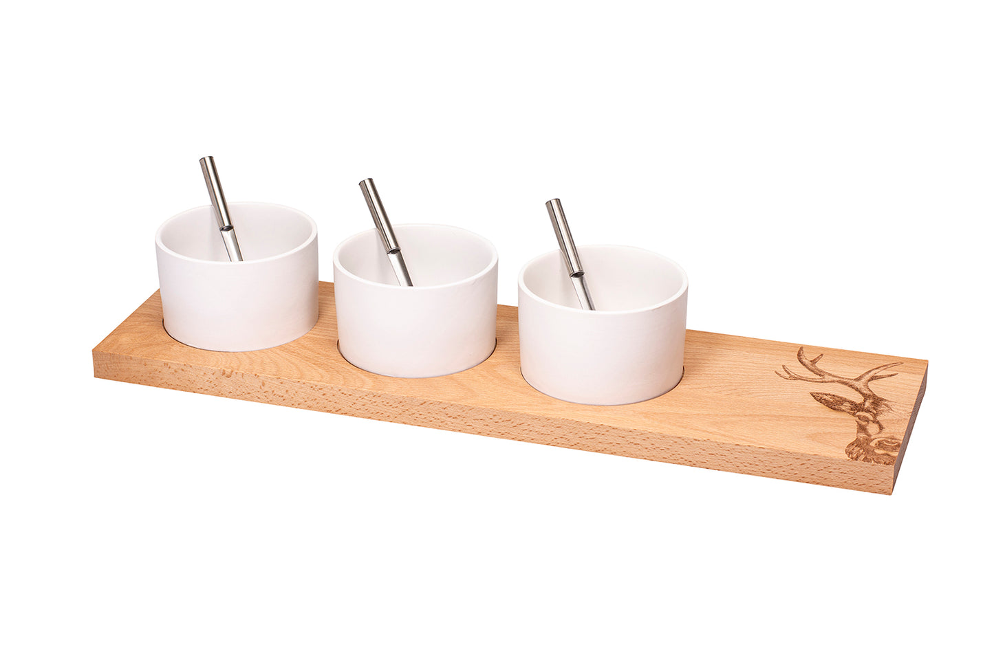 Apéro-Set "Hirsch Zoom", gross, Buche, 50 x 14 x 2 cm
