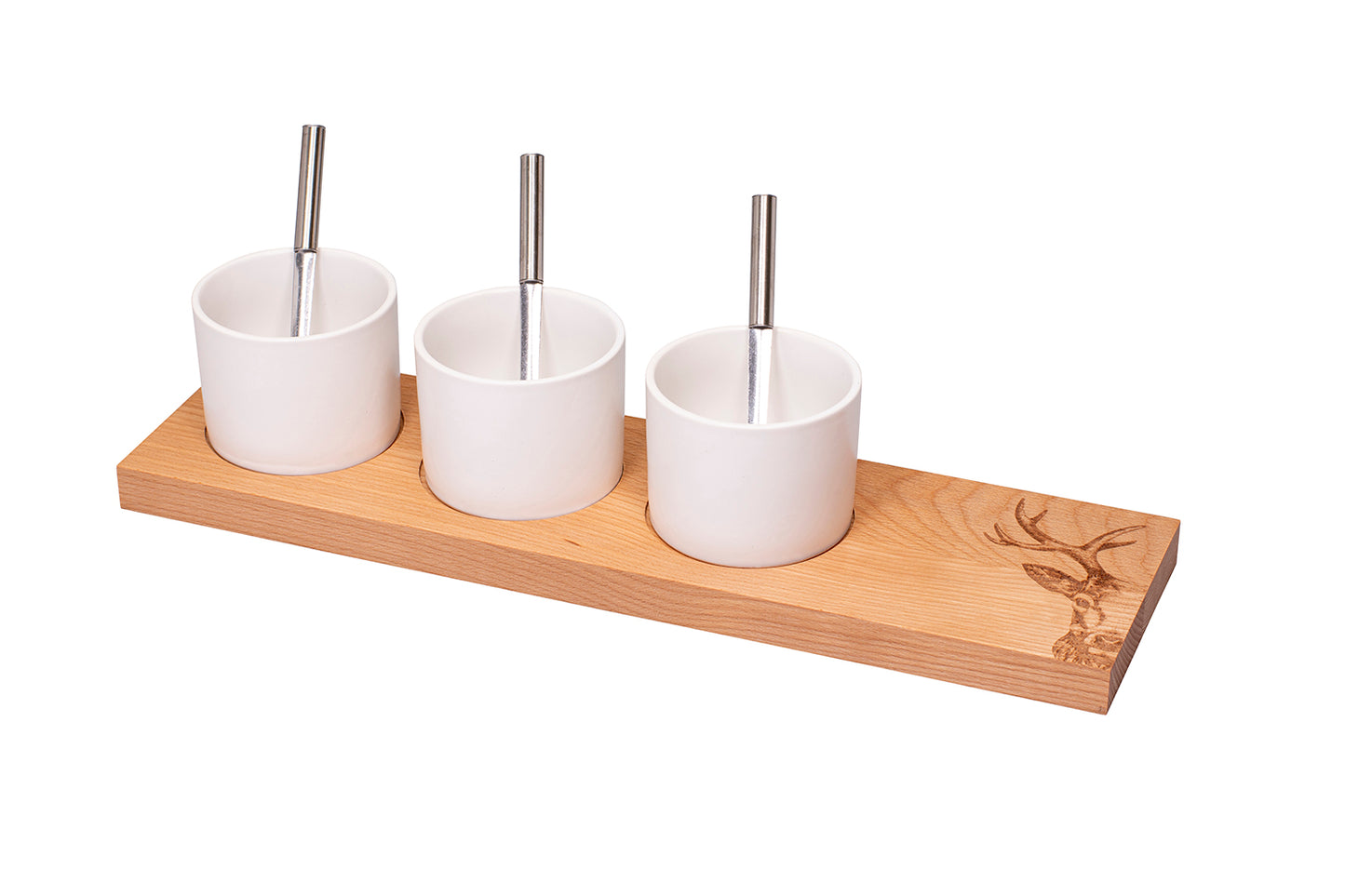 Apéro-Set "Hirsch Zoom", klein, Buche, 40 x 11 x 2 cm