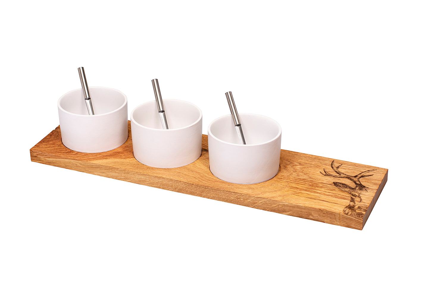 Apéro-Set "Hirsch Zoom", gross, Eiche rustikal, 50 x 14 x 2 cm