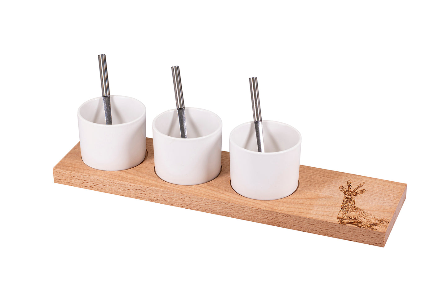 Apéro-Set "Rehbock", klein, Buche, 40 x 11 x 2 cm