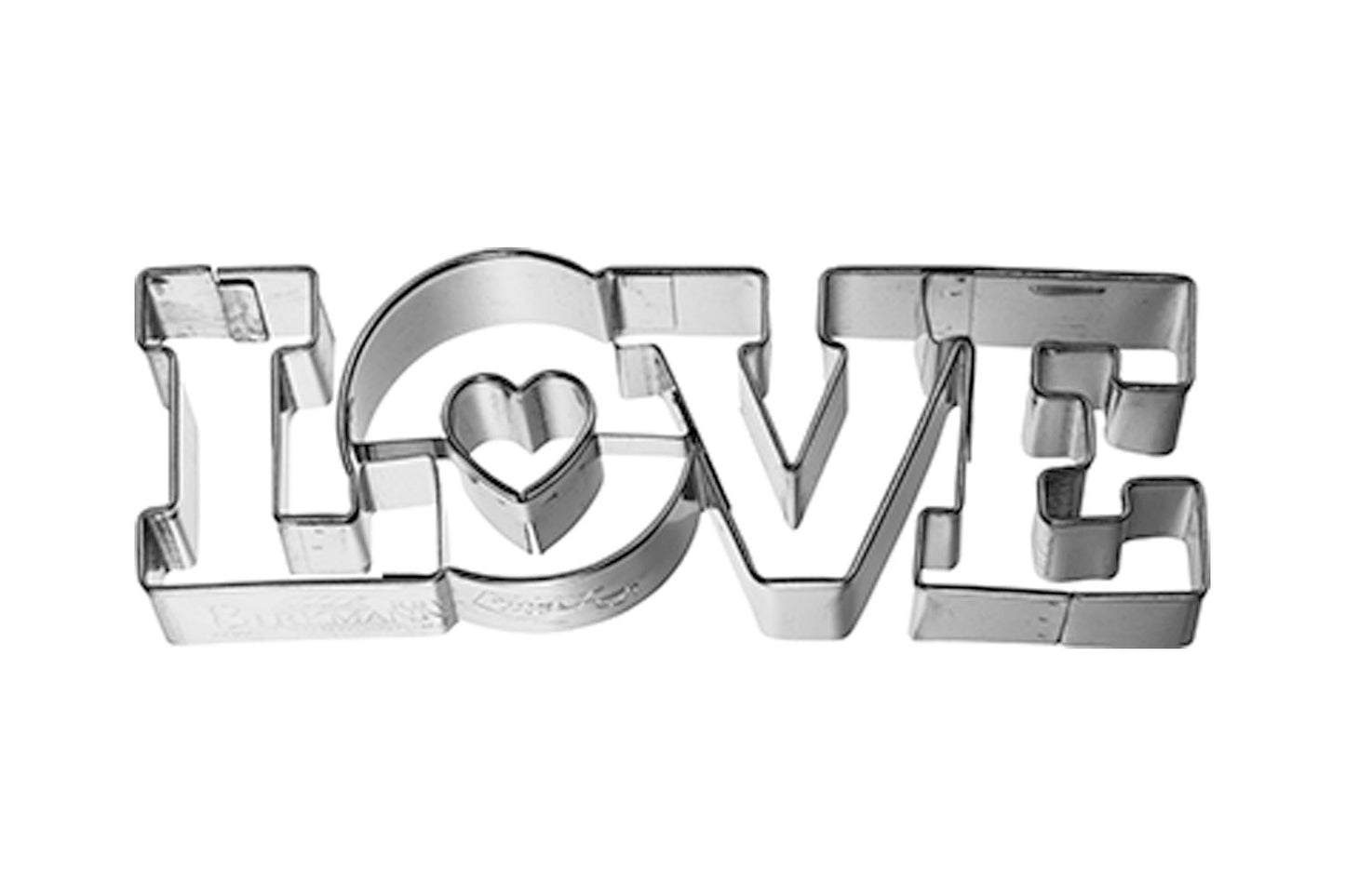 Ausstechform "Love" Schriftzug, Edelstahl, mit Innenprägung, 11 cm, 5st