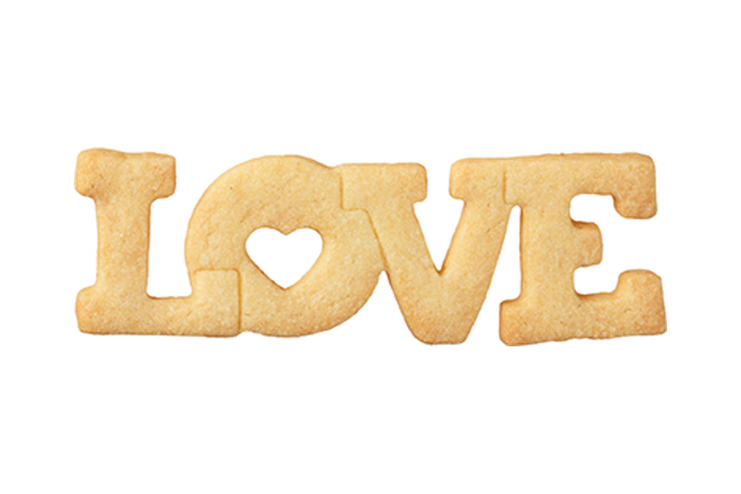 Ausstechform "Love" Schriftzug, Edelstahl, mit Innenprägung, 11 cm, 5st