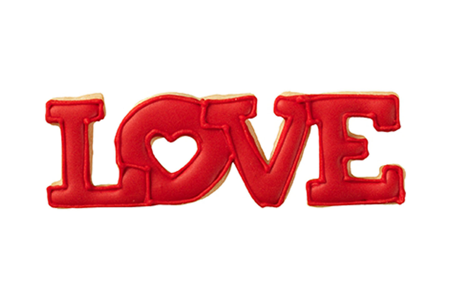 Ausstechform "Love" Schriftzug, Edelstahl, mit Innenprägung, 11 cm, 5st