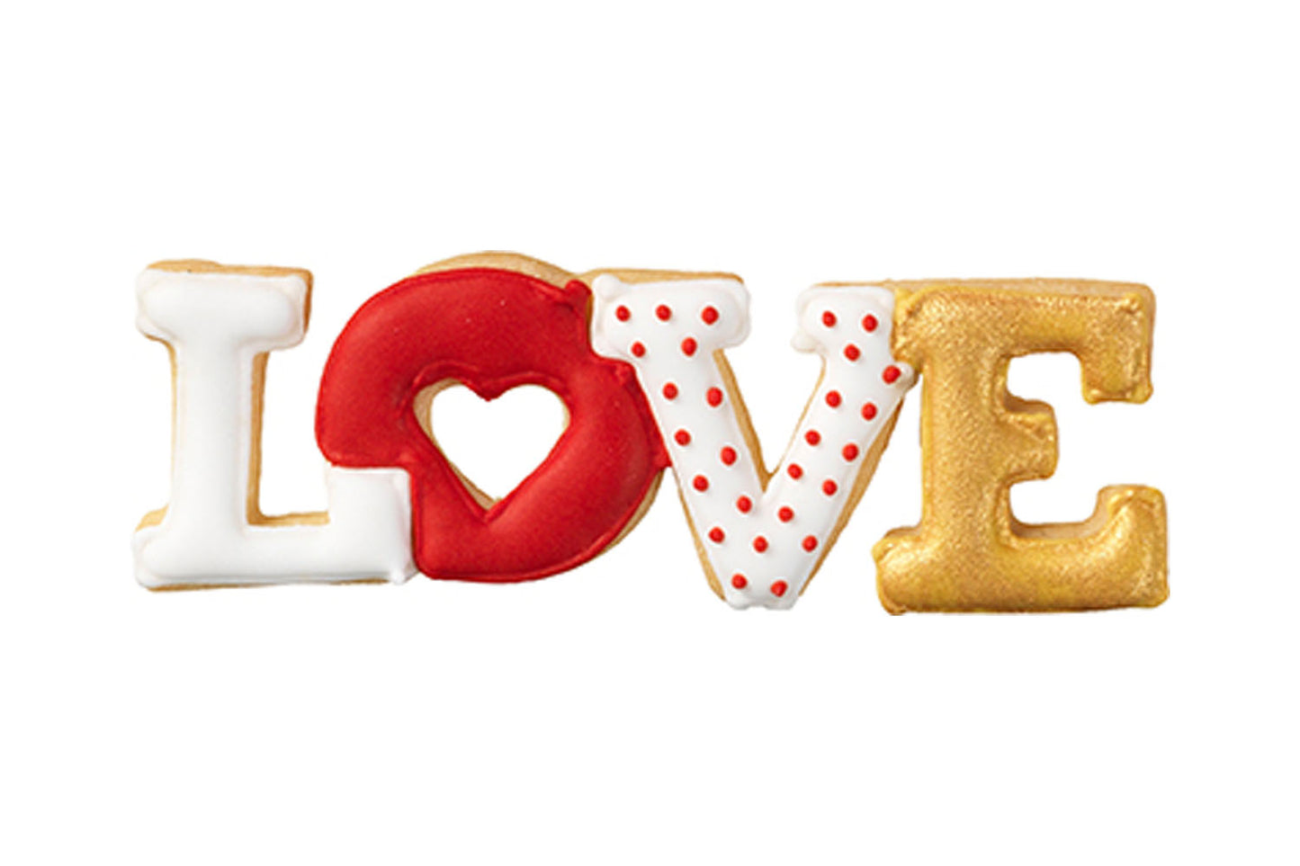 Ausstechform "Love" Schriftzug, Edelstahl, mit Innenprägung, 11 cm, 5st