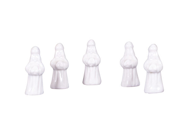 5er-Set Dreikönigsfiguren, Keramik, 3 cm, weiss