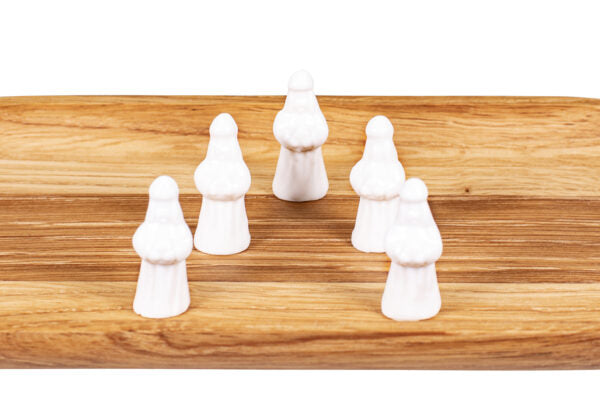 5er-Set Dreikönigsfiguren, Keramik, 3 cm, weiss