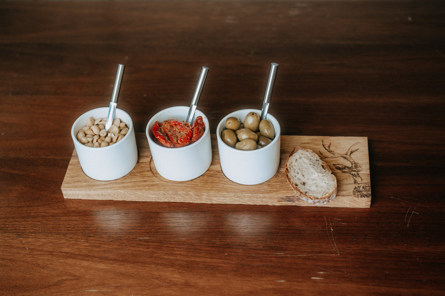 Apéro-Set "Hirsch Zoom", klein, Eiche rustikal, 40 x 11 x 2 cm