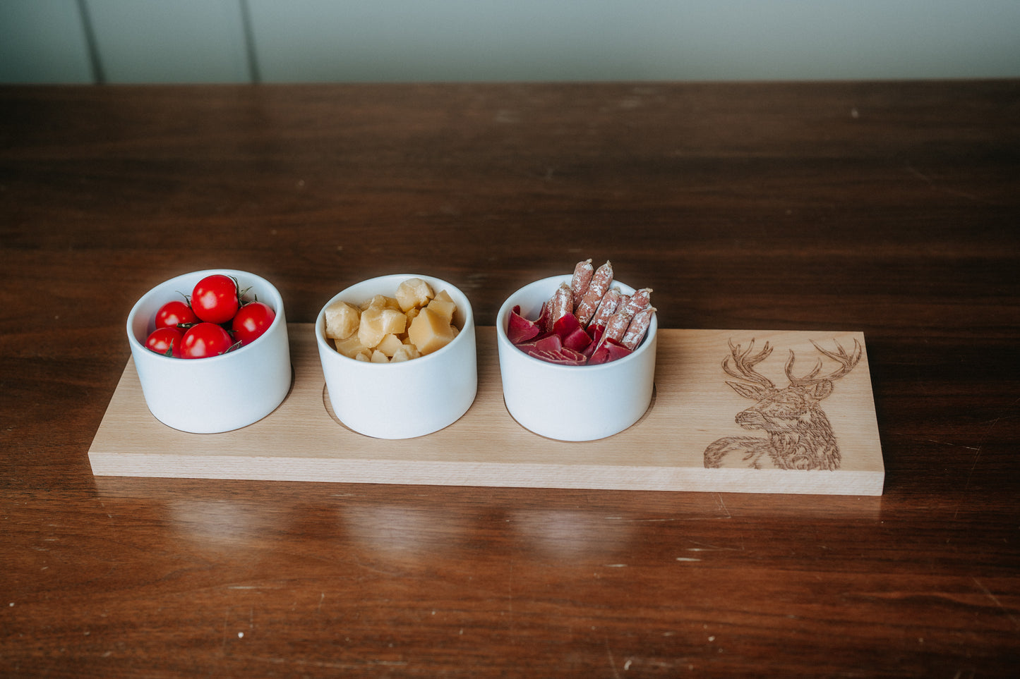 Apéro-Set "Hirsch", gross, Buche, 50 x 14 x 2 cm