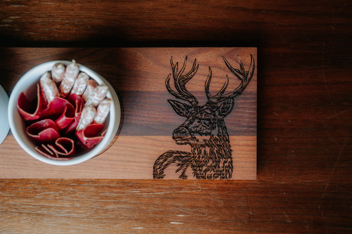 Apéro-Set "Hirsch", gross, Thermo-Esche, 50 x 14 x 2 cm