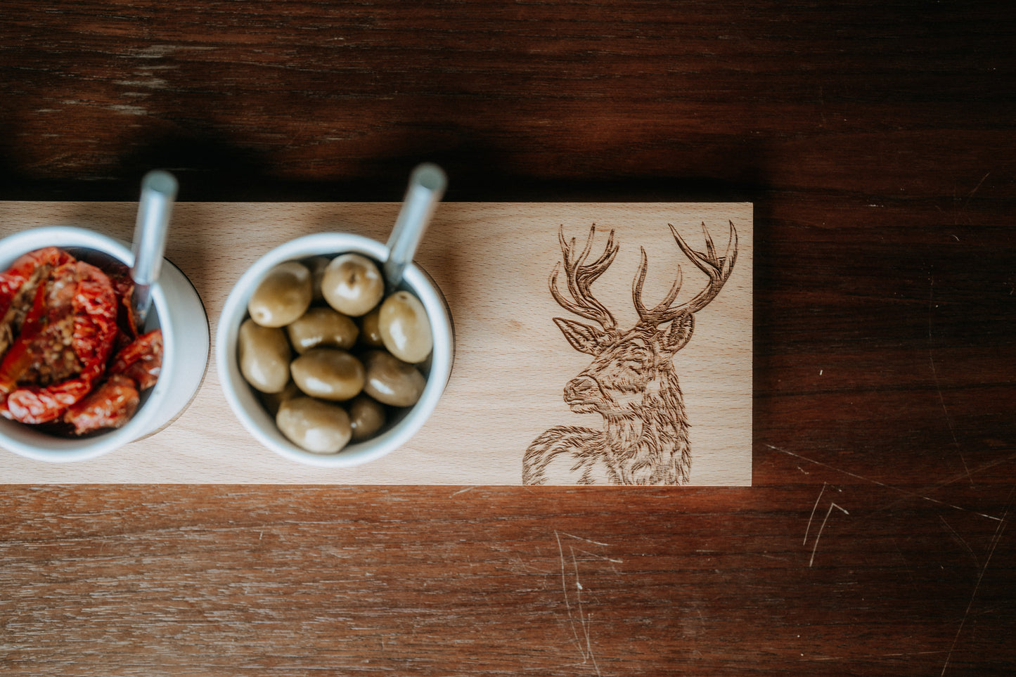 Apéro-Set "Hirsch", klein, Buche, 40 x 11 x 2 cm