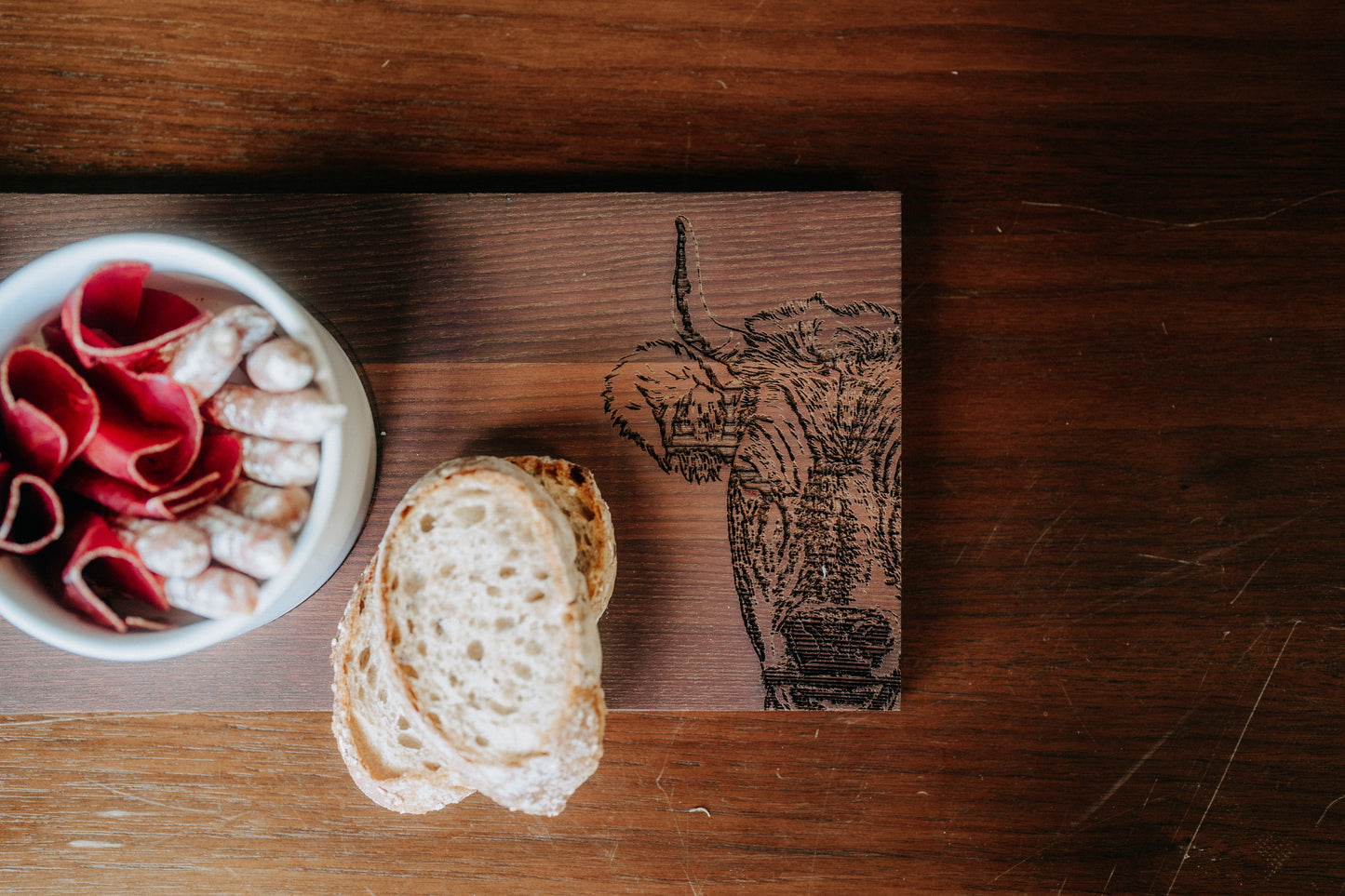 Apéro-Set "Hornkuh Zoom", gross, Thermo-Esche, 50 x 14 x 2 cm