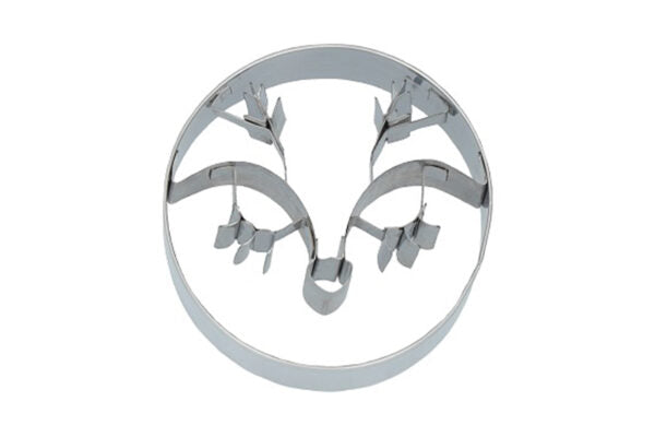 Ausstechform “Rentier”, rund Ø 6 cm, mit Innenprägung, Edelstahl. 5st.
