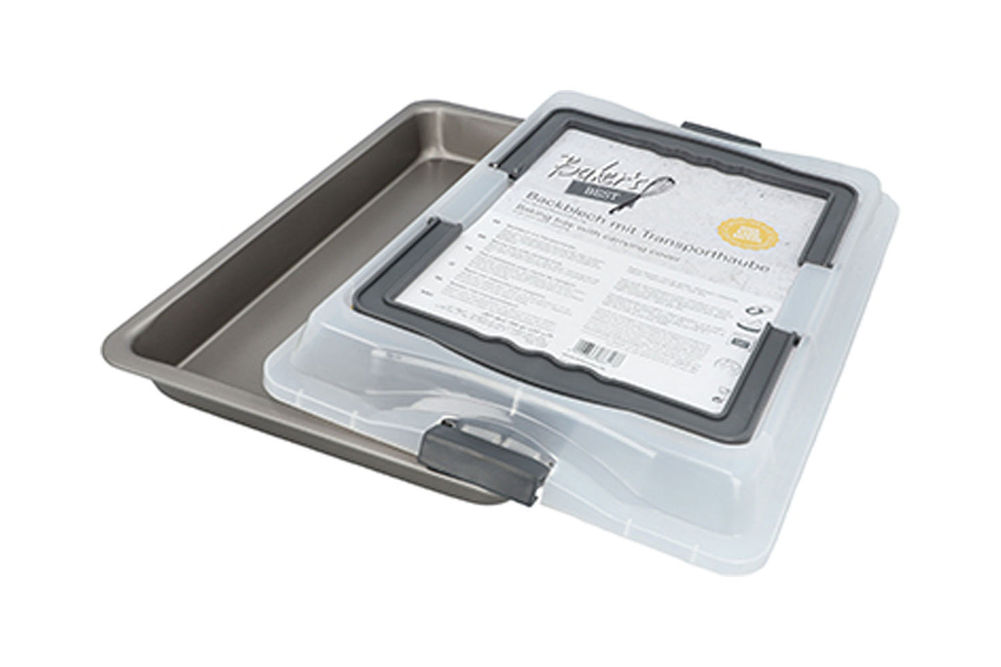 Bakers Best, Backblech mit Transporthaube, 42 x 28,5 cm, grau
