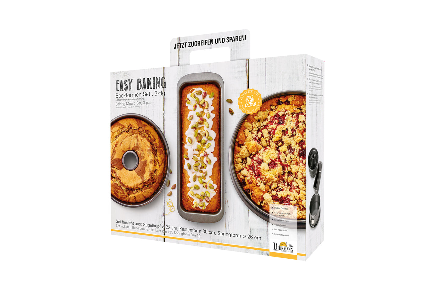 Easy Baking, Backformen-Set, 3-teilig, mit Geschenkkarton