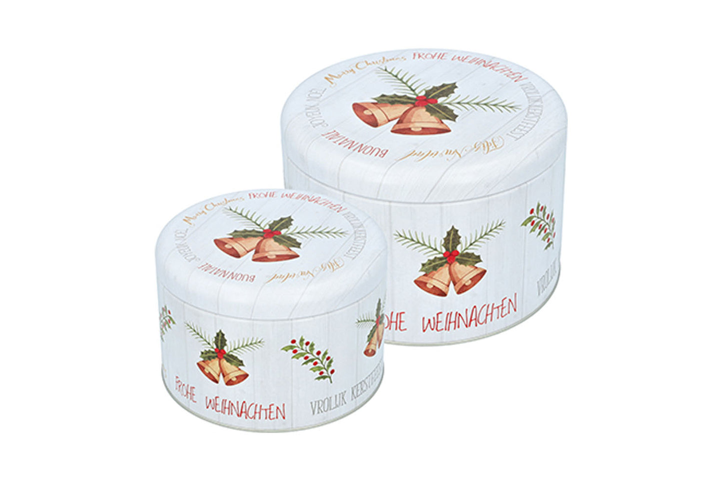 Gebäckdosen-Set "Frohe Weihnachten", gross, rund, 2-teilig, L Ø 15 cm, XL Ø 18 cm
