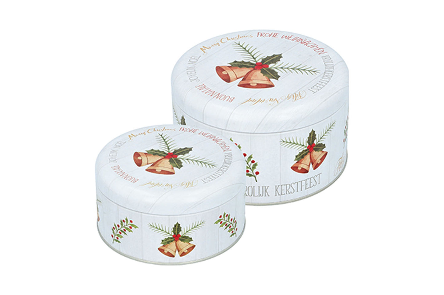 Gebäckdosen-Set "Frohe Weihnachten", klein, rund, 2-teilig, S Ø 12 cm, M Ø 14 cm