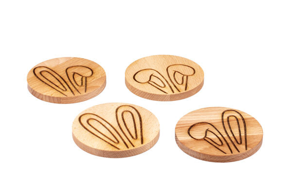 Holz-Untersetzer “Osterohren”, Buche, Ø 10 cm, 4er-Set