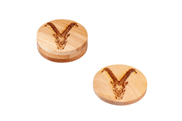 Holz-Untersetzer “Steinbock”, Buche, Ø 10 cm, 4er-Set