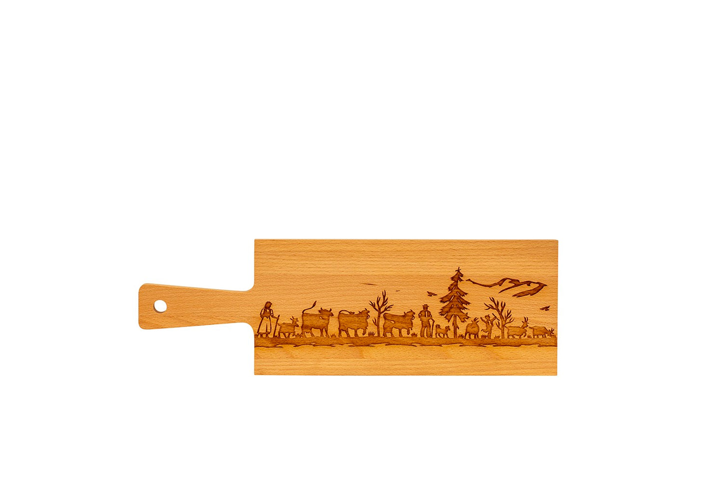 Holzbrett "Alpaufzug Familie", Buche, div. Ausführungen