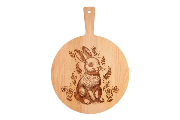 Holzbrett E40 “Frühlingshase”, Buche, div. Ausführungen