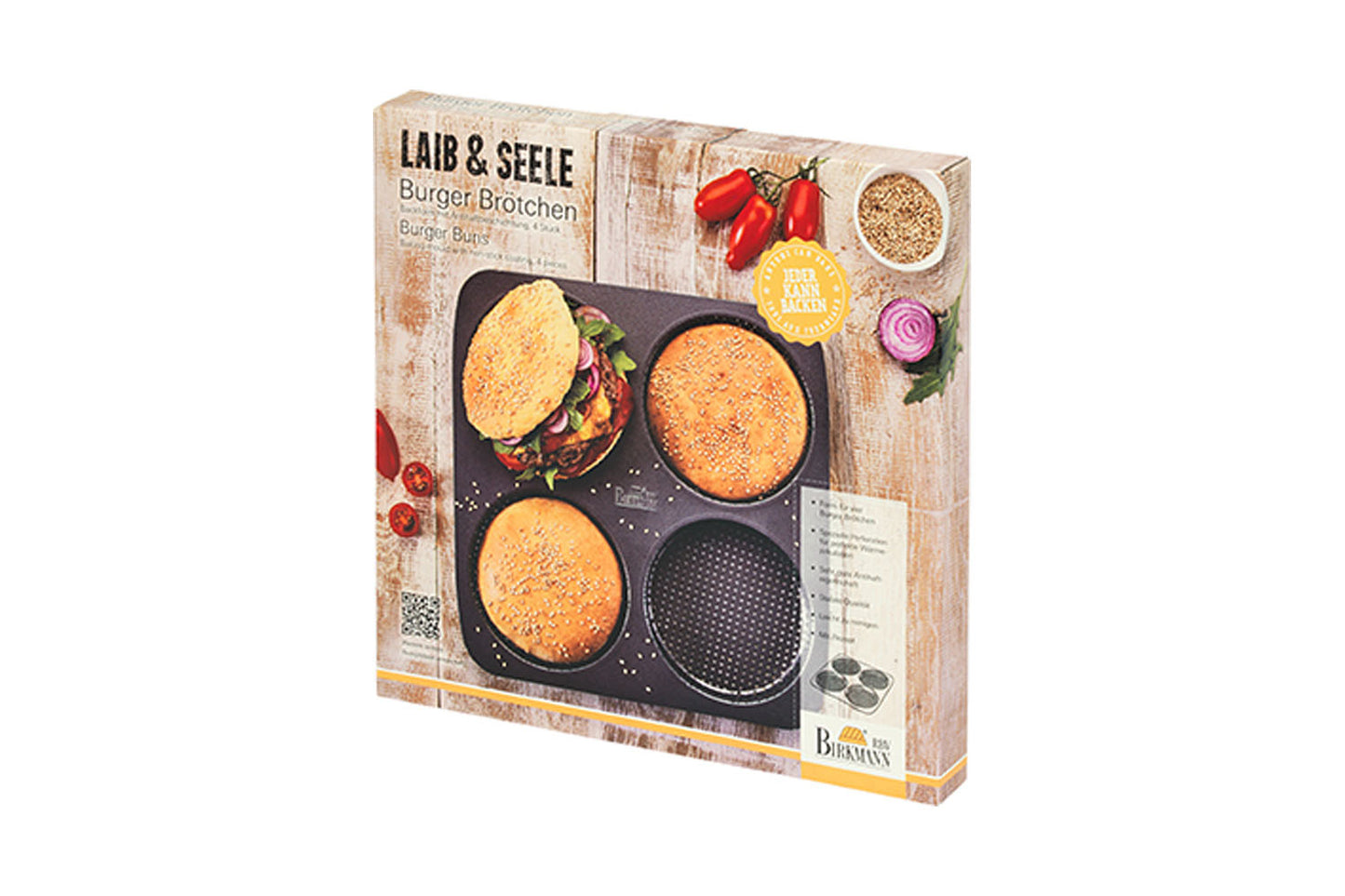 Laib & Seele, Burger Brötchen, 28 x 28 cm, anthrazit