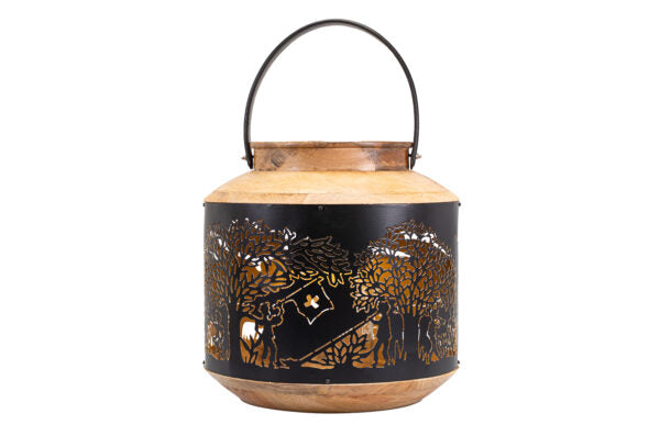 Laterne Scherenschnitt “Bergchilbi”, Mangoholz, Ø 35 x 37 cm