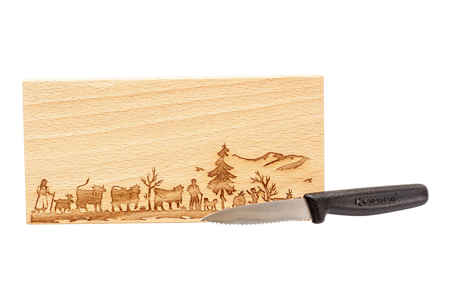 Holzbrett "Alpaufzug Familie", Buche, div. Ausführungen