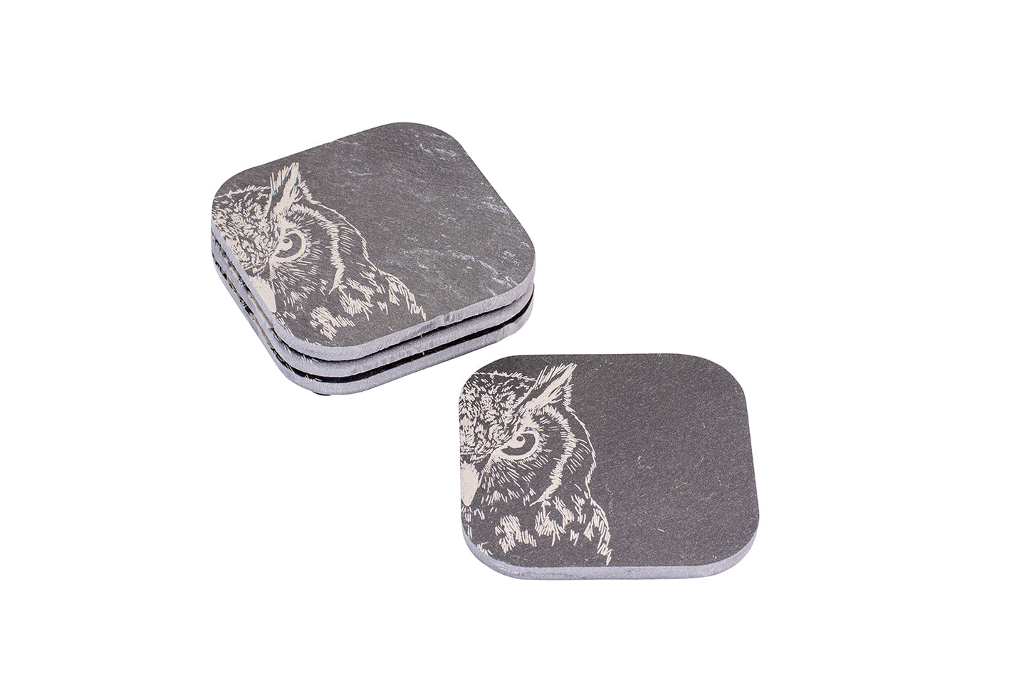 Schiefer-Untersetzer div. Motive, 4er-Set, 10 x 10 cm