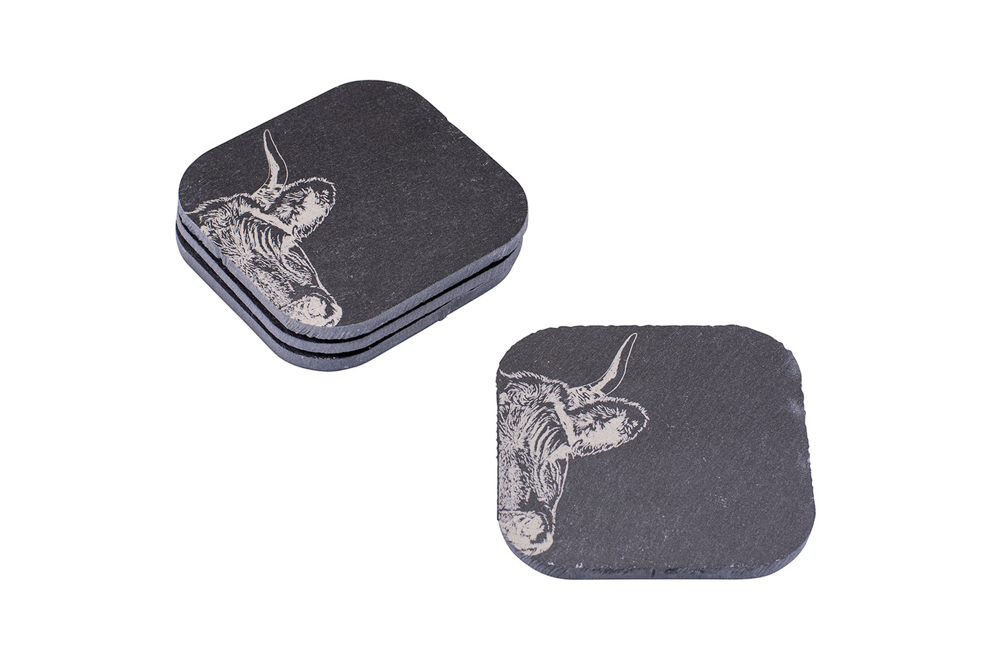 Schiefer-Untersetzer div. Motive, 4er-Set, 10 x 10 cm