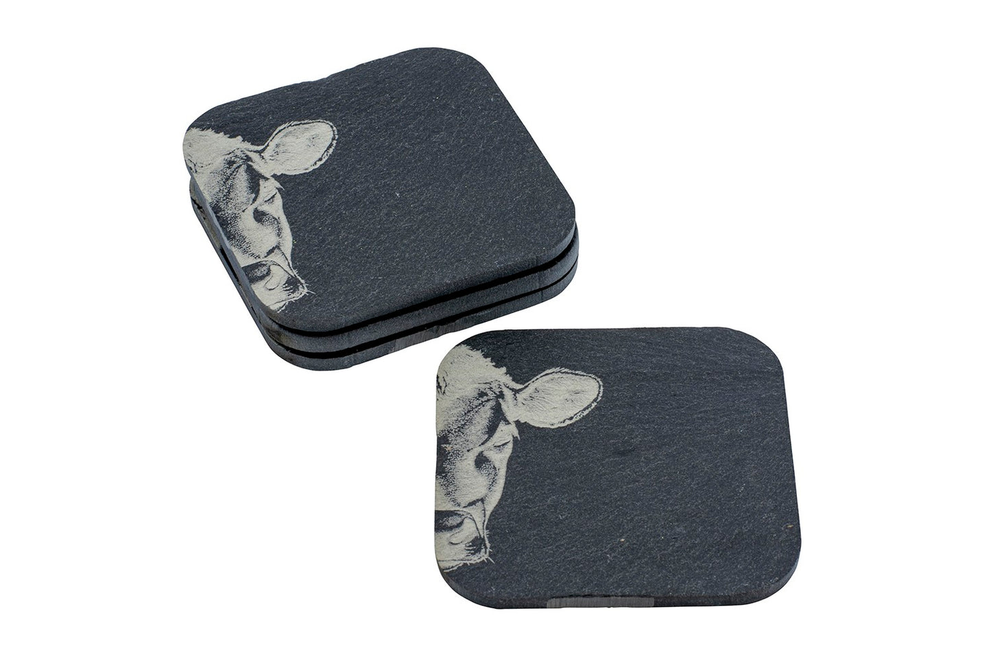 Schiefer-Untersetzer div. Motive, 4er-Set, 10 x 10 cm