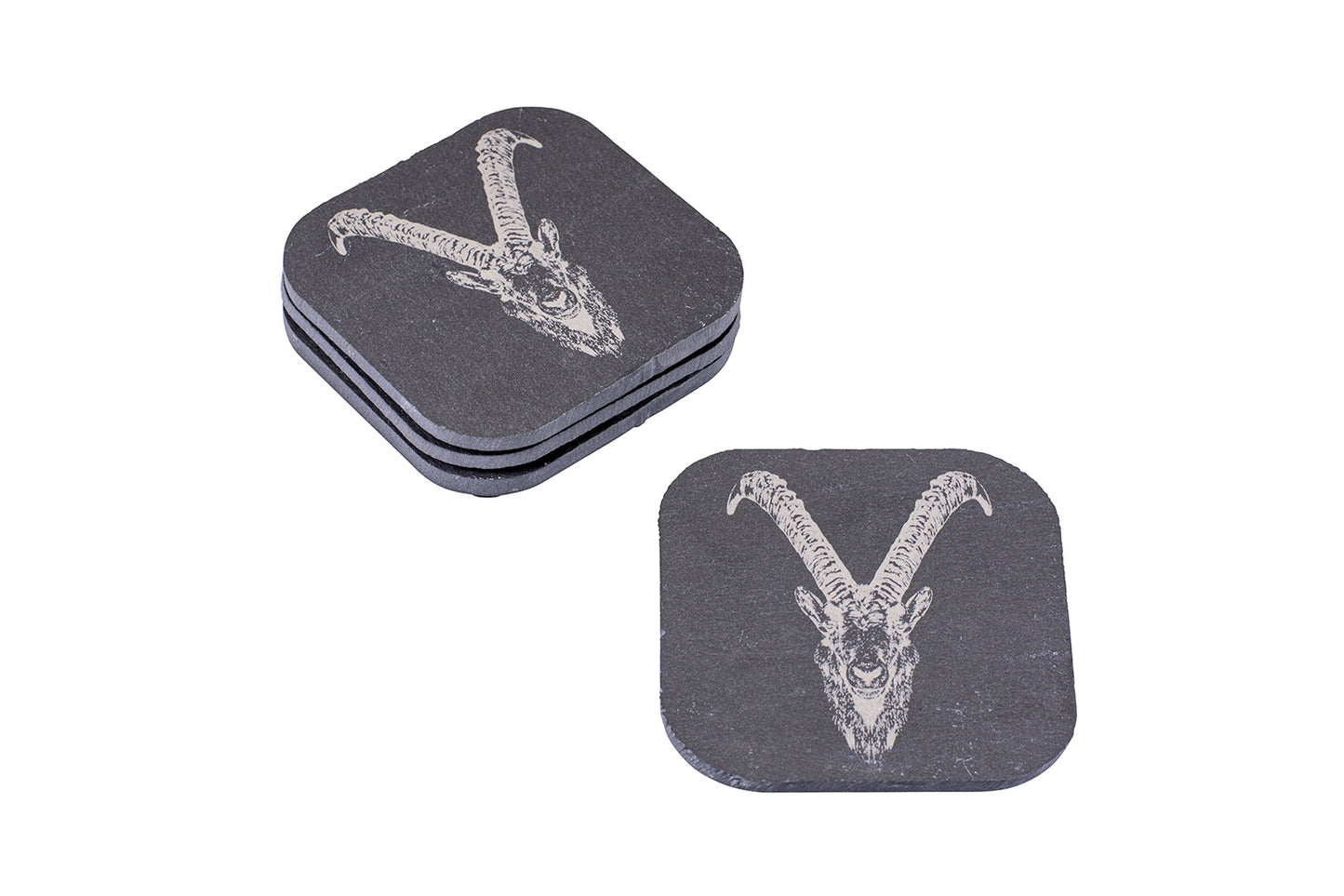 Schiefer-Untersetzer div. Motive, 4er-Set, 10 x 10 cm